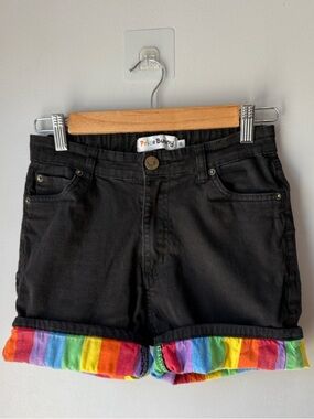 Pride Bunny Rainbow Roll Up Black Men’s Shorts Size 30